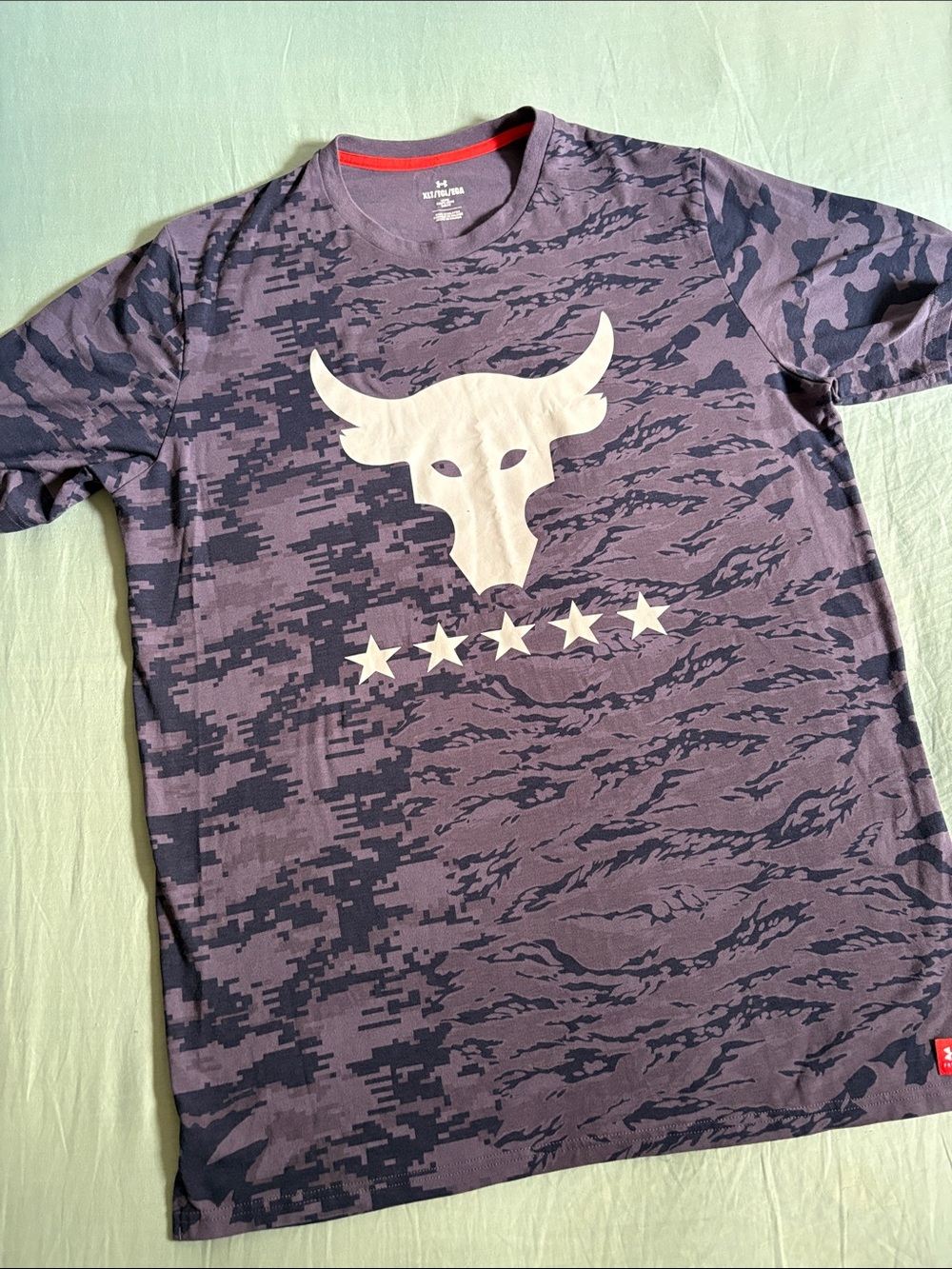 Under Armour Project Rock Purple Camo Bull Head Graphic Tee